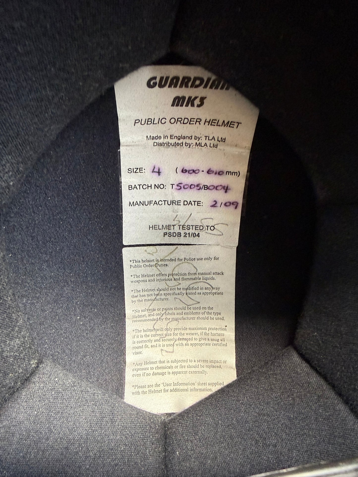 Ex Police Riot Helmet Guardian Mk3 60-61cm Genuine Obsolete Collectable Display Cosplay
