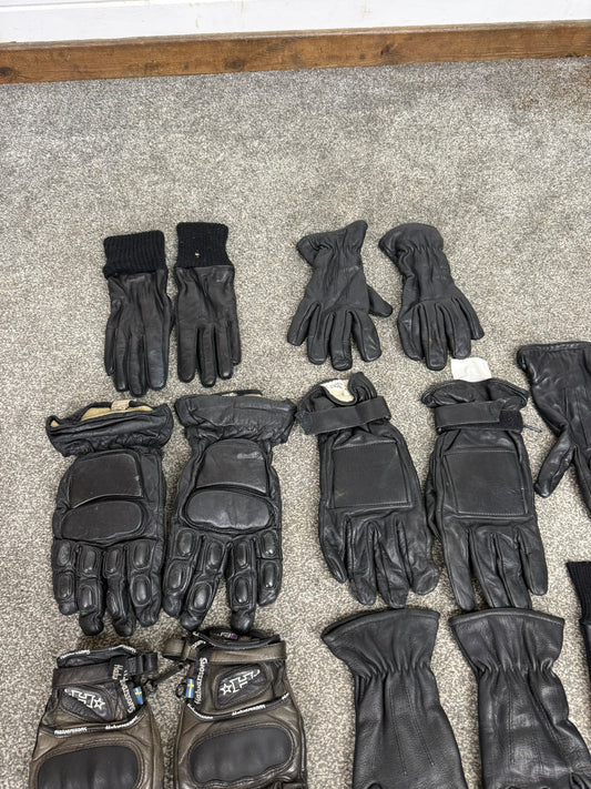 11x Ex Police Black Leather Gloves Job Lot Bundle Security Work Gloves