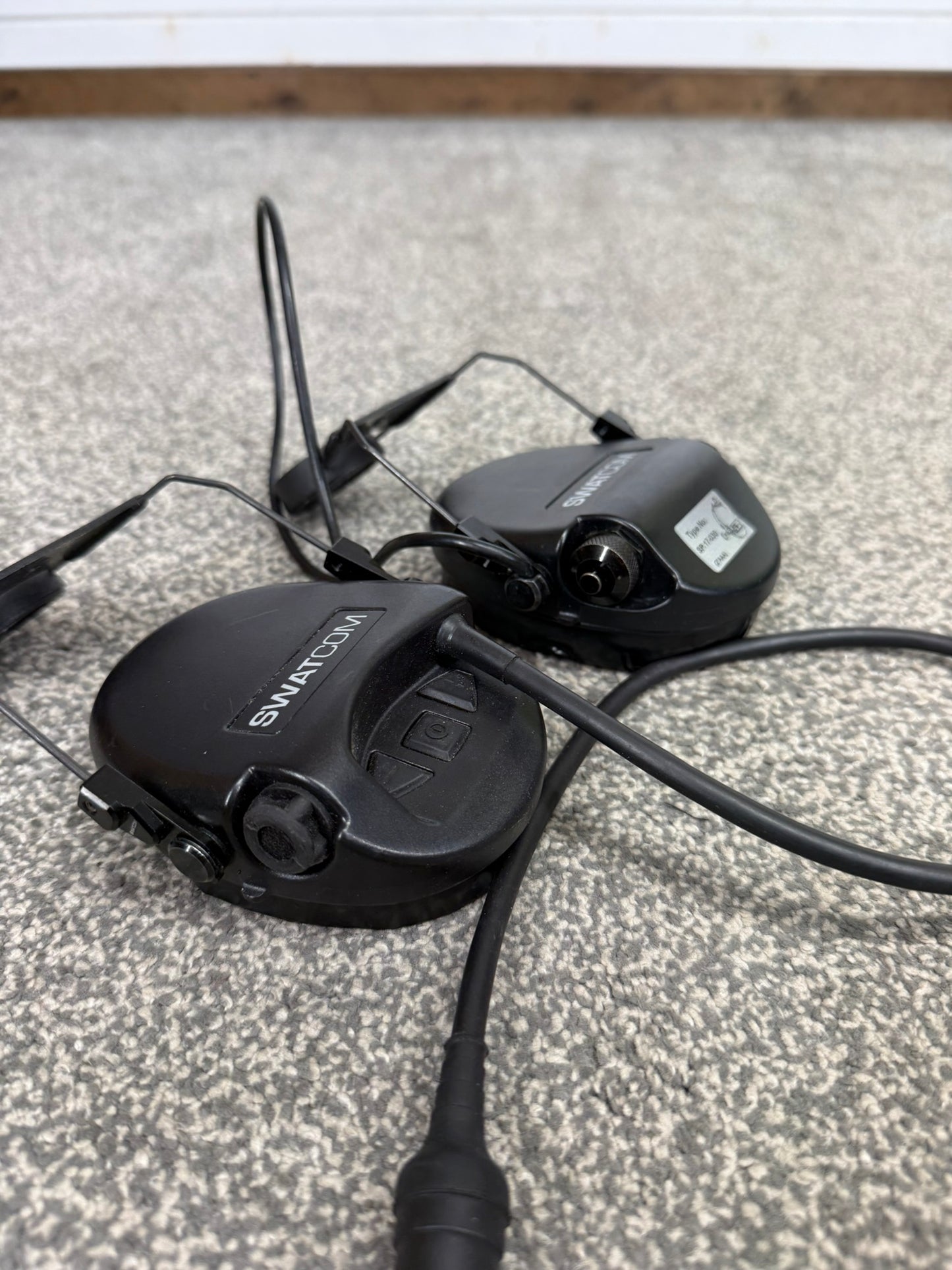 SwatCom Waterproof Headset Ear Defenders Ex Police Helmet Mounted WORKING