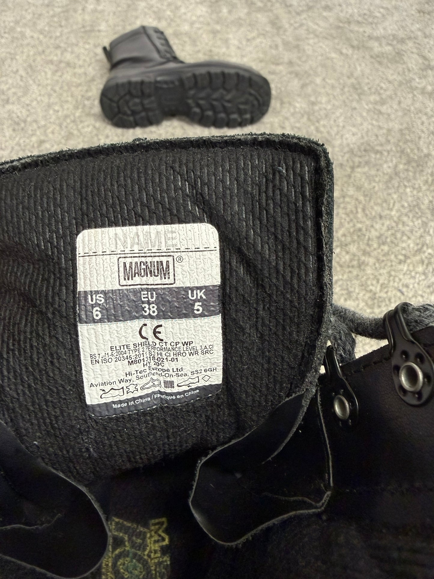 Ex Police Magnum Elite Shield Combat Boots Black Leather UK 5 Security Work