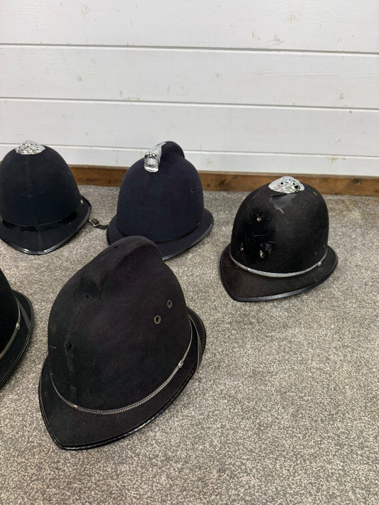 6x Ex Police Bobby Helmet Custodian Helmet Job Lot Film Display Theatre