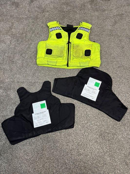 Ex Police Cooneen Hi Vis Body Armour Stab Vest LARGE - Anti Stab & Ballistic HG1A & KR1