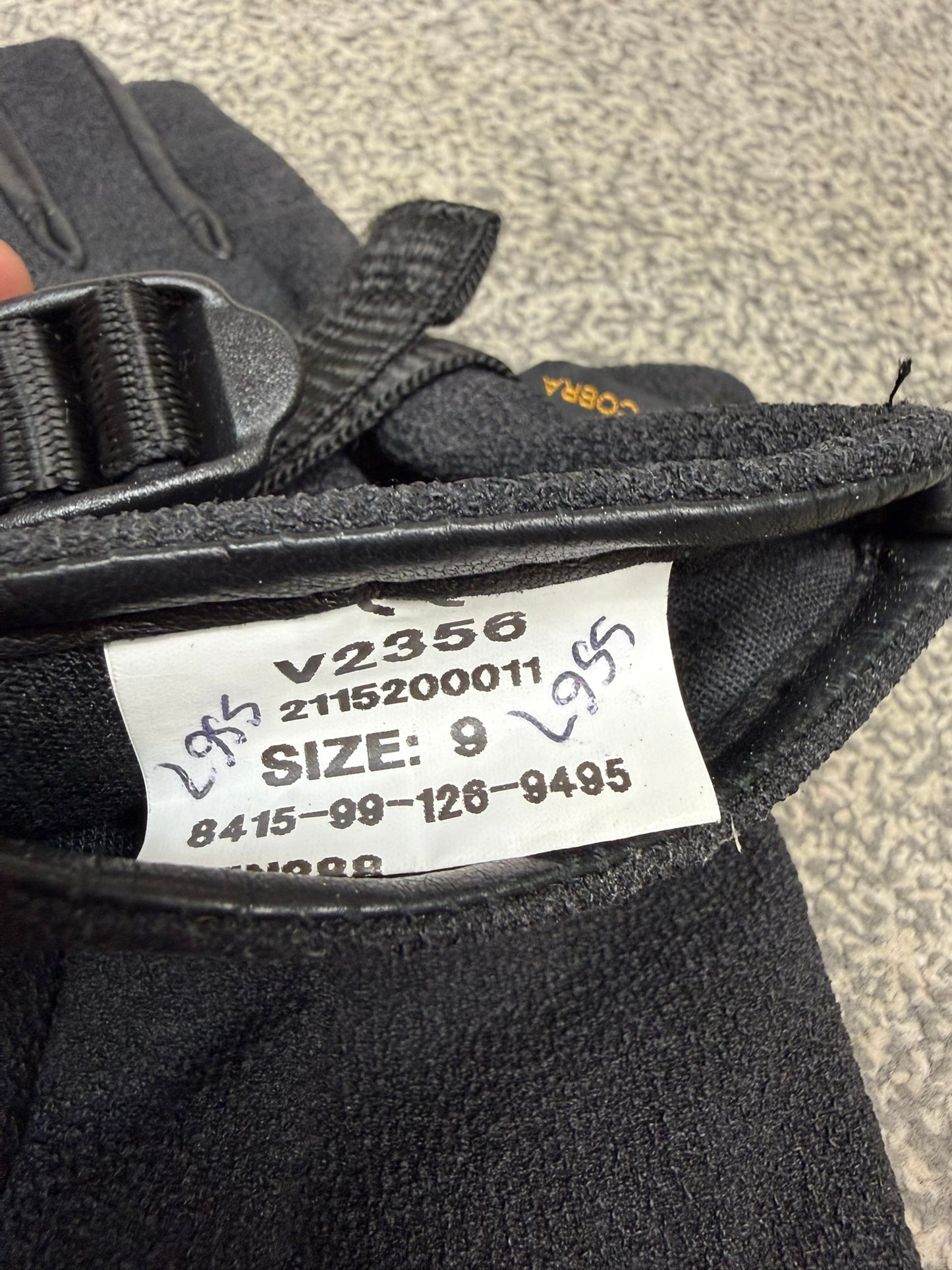 Cobra Tactical Gloves Police Military Firearms Size 9