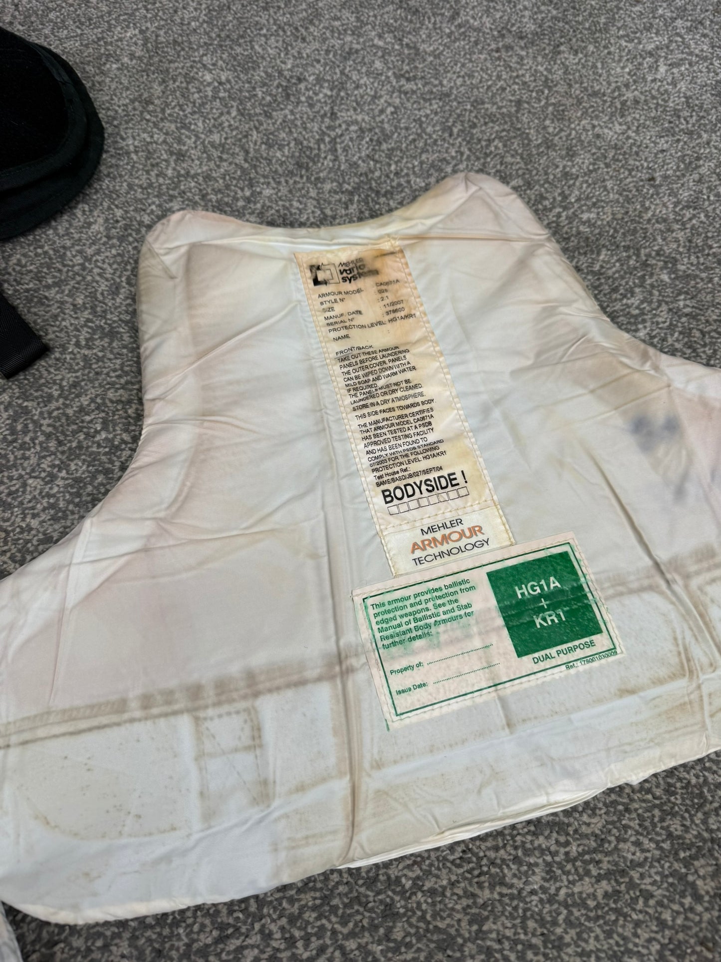 Ex Police Mehler Body Armour Vest Anti Stab & Ballistic HG1A & KR1 Security - Small