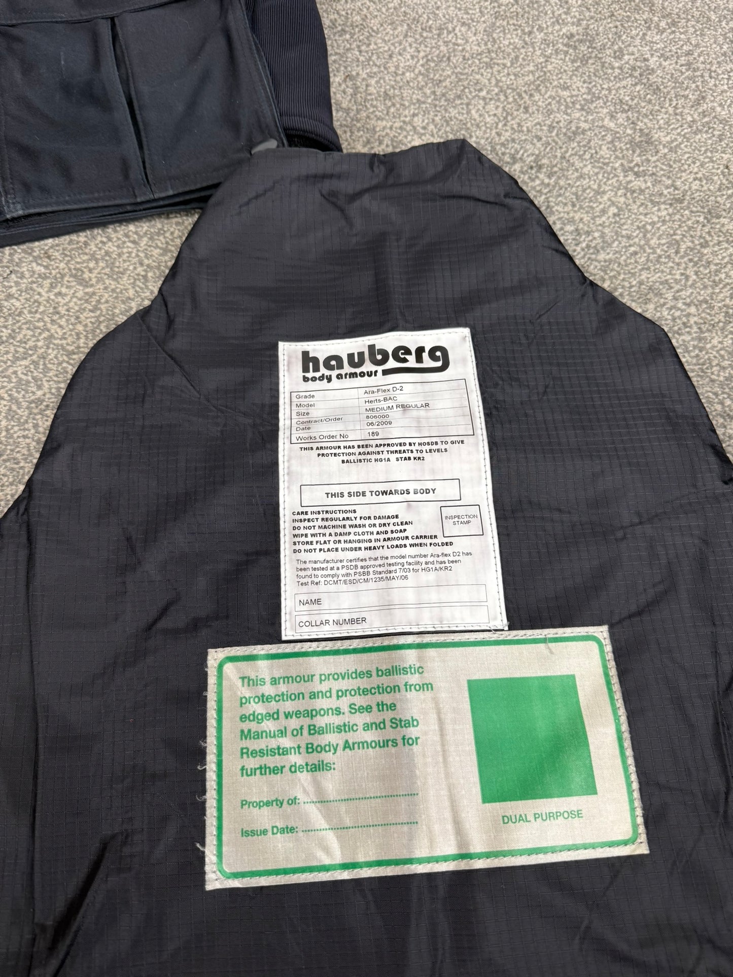 Ex Police Hauberg Body Armour Vest MED Anti Stab & Ballistic HG1A & KR2