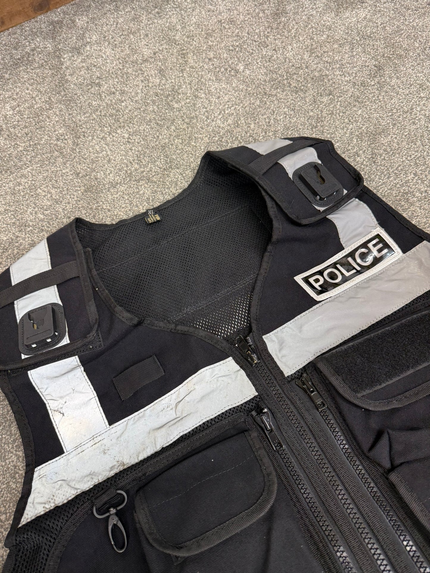 Ex Police Black Protec Utility Tac Vest Badged - TV Film Collector Display Security