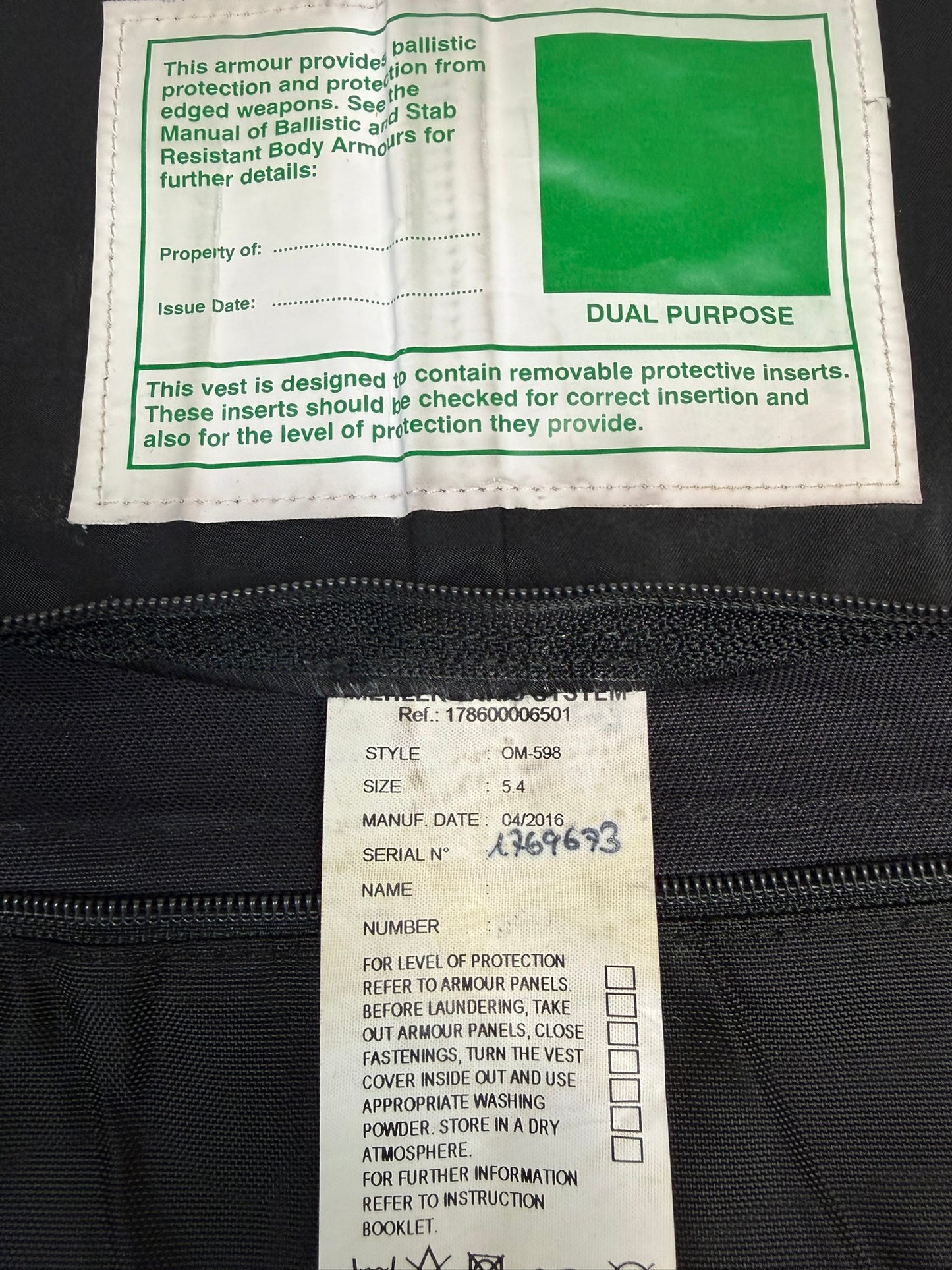 Ex Police Mehler Body Armour Stab Vest COVER - X Large