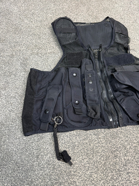 Ex Police Black Tactical Taser Vest Utility Vest Airsoft Security Patrol - SMALL