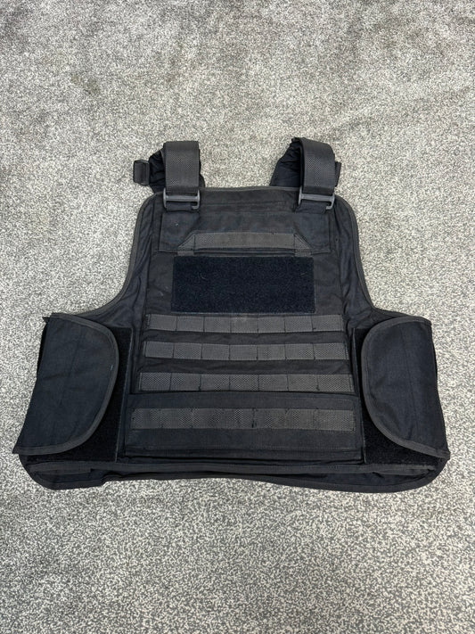 Ex Police MOLLE Body Armour Plate Carrier Vest COVER Black Security Patrol Airsoft - LARGE