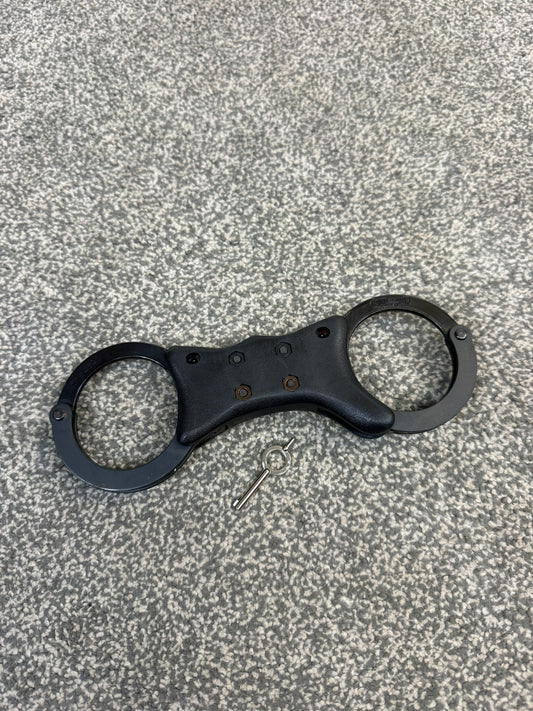 Ex Police Black Quik-Kuf Handcuffs Cuffs With Key Security Collectible Memorabilia