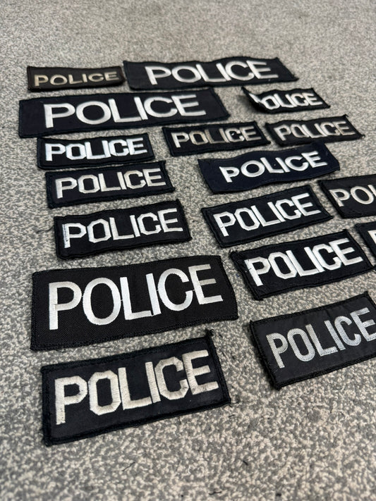 18x Genuine Ex Police Black Patches Badges Job Lot Bundle Collector Film / TV Uniform Display