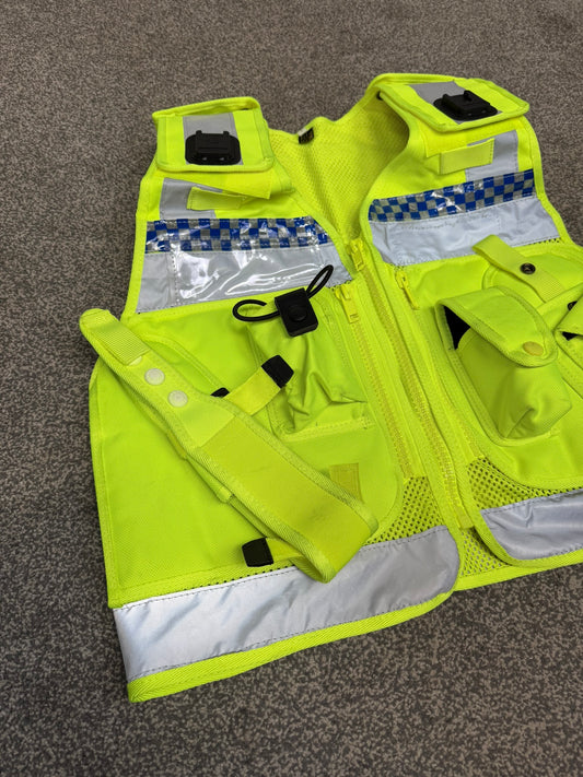 Ex Police Protec Tactical Vest Hi Vis Chequered Security Utility Patrol Vest - Small