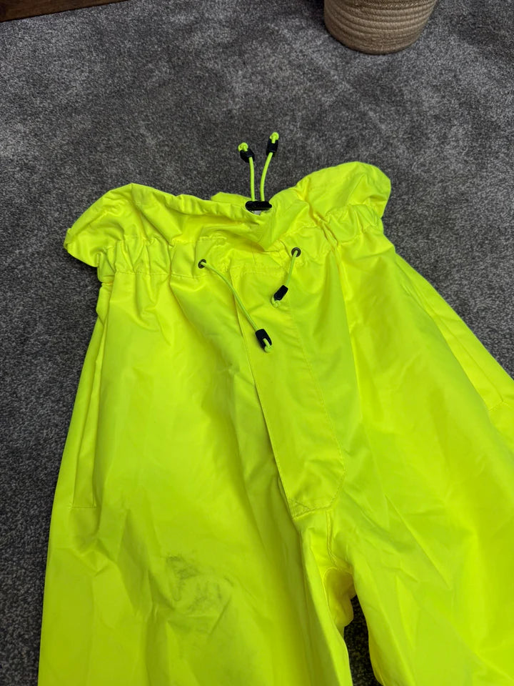 Ex Police Hi Vis Waterproof Over Trousers Builder Biker Outdoor Wet Weather Rain Trousers
