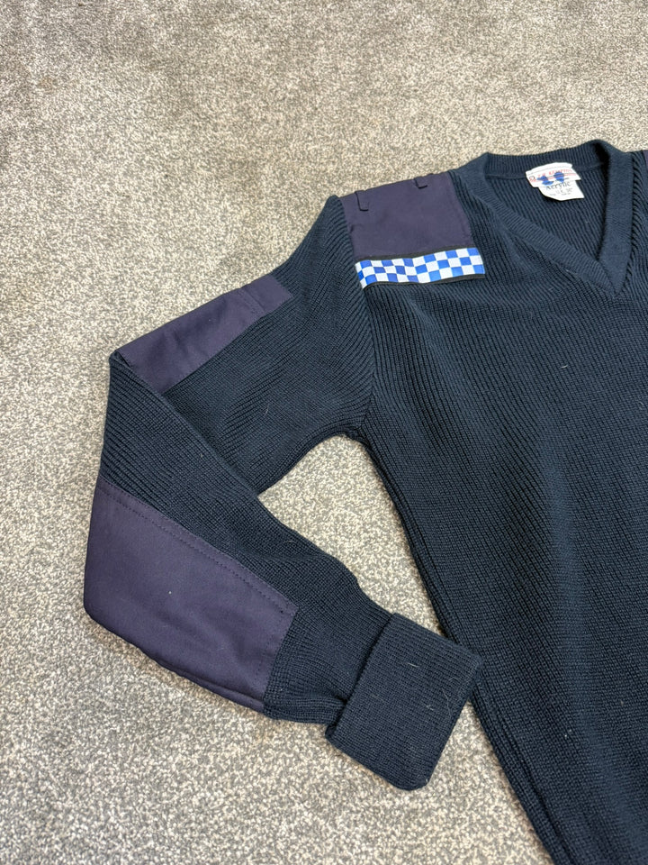 Ex Police Blue Pullover 36" SMALL Acrylic Commando Jumper Yard Work Security