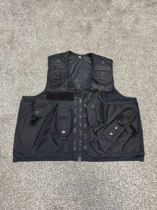 Ex Police Black Utility Tac Vest LRG Equipment Vest Security Patrol Airsoft