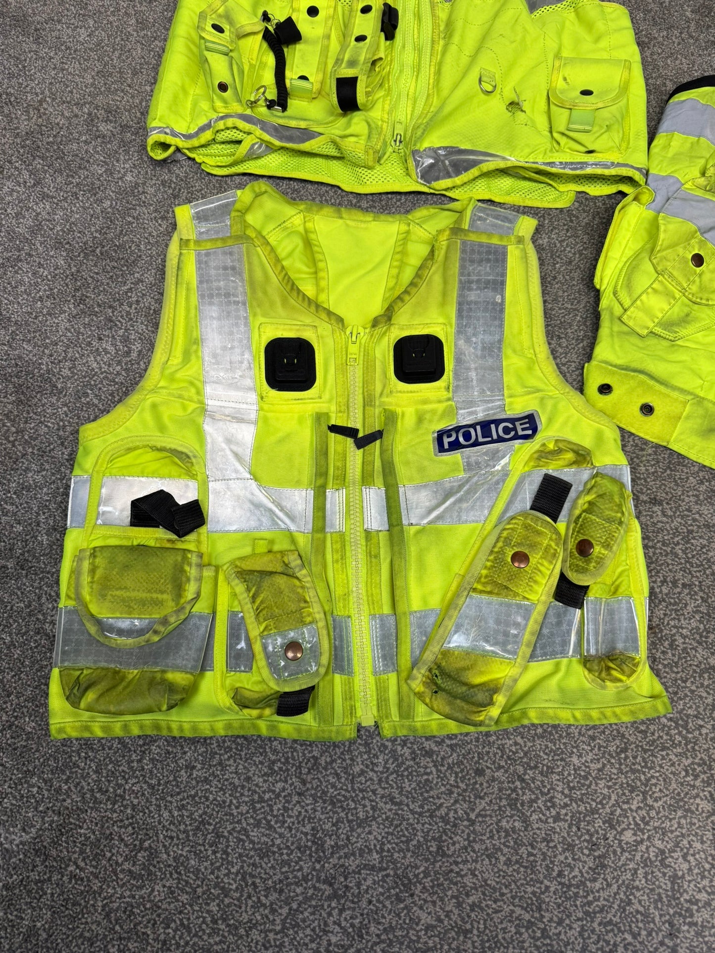 3x Ex Police Hi Vis Utility Tac Vest BADGED Job Lot Security Equipment Patrol Vests