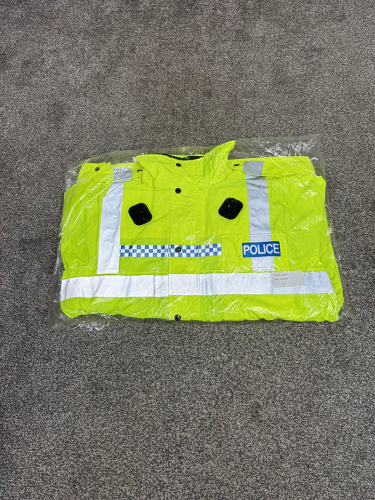 NEW Ex Police Hi Vis Waterproof Anorak Coat Jacket BADGED - X Large Collector Display Film TV Uniform