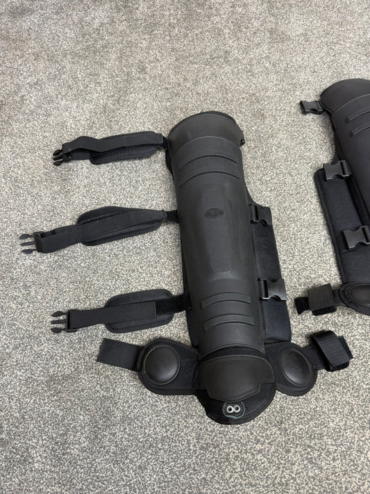 Ex Police Riot Knee Leg Foot Guards PAIR Public Order Guards Airsoft Paintball Cosplay