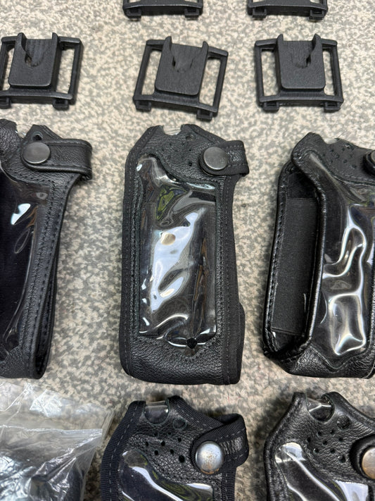 6x Ex Police Sepura Tetra Radio Leather Case Pouch Klickfast Job Lot Bundle Security Film TV Prop