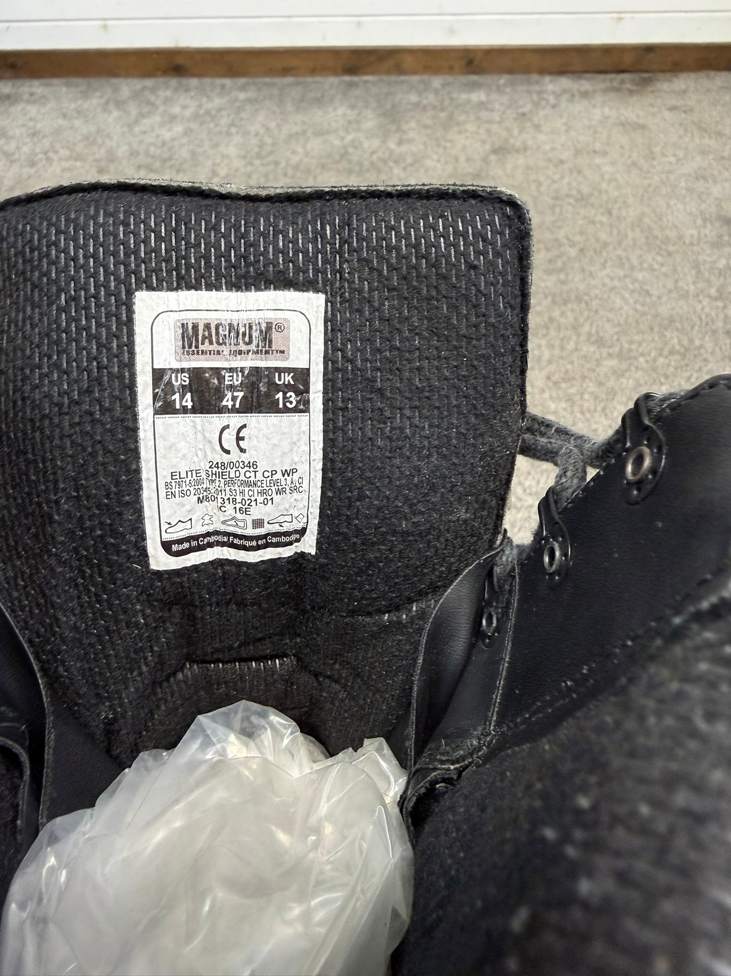 Ex Police Magnum Elite Shield Combat Boots Black Leather UK 13 Security Work