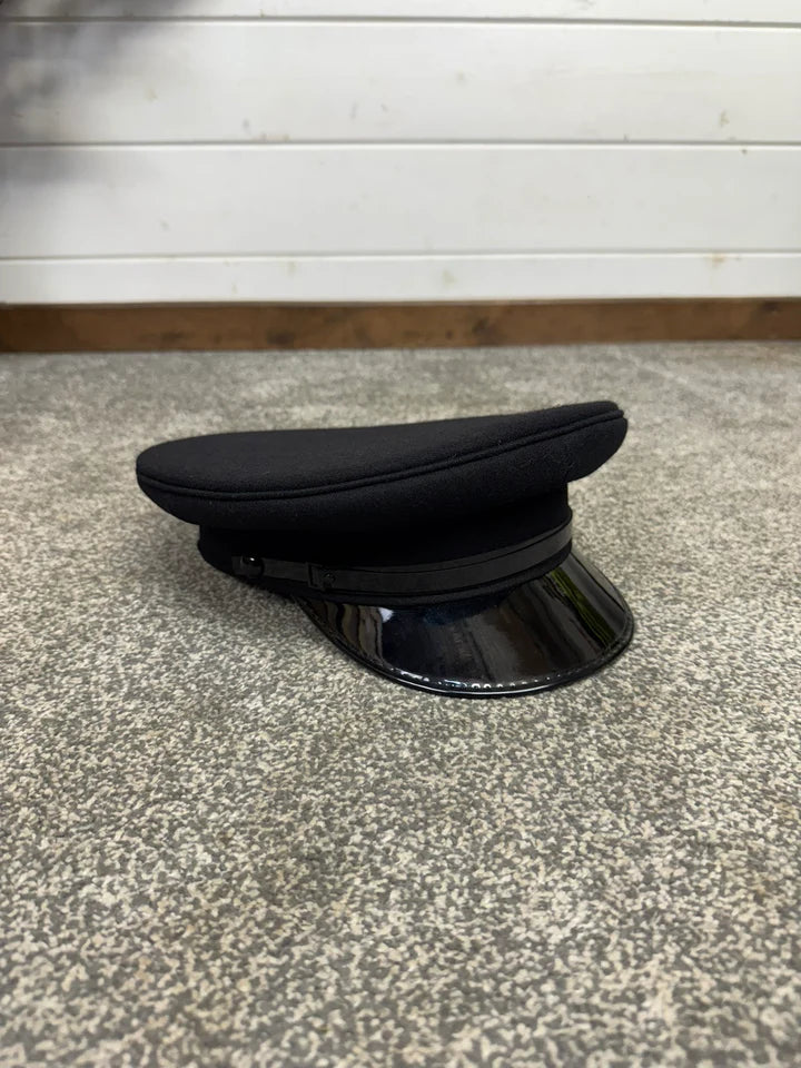 Ex Police Black Peak Cap Genuine Issue Chauffeur Fancy Dress Film Prop Collectible