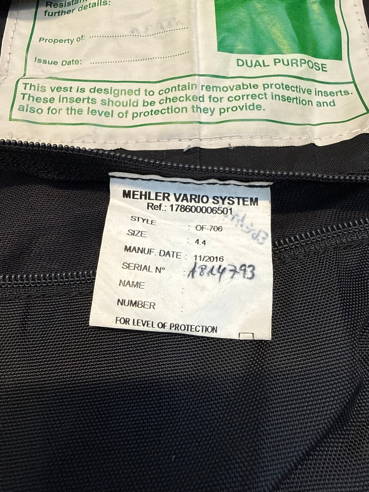 Ex Police Mehler Body Armour Stab Vest COVER - Medium