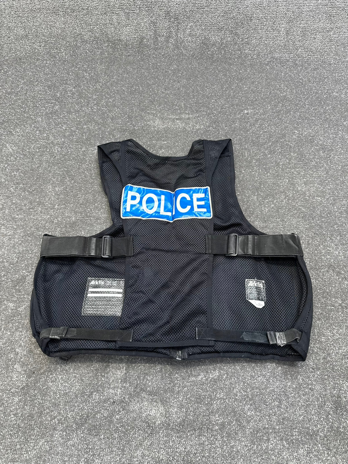 Ex Police Arktis Firearms Taser Black Tactical Utility Vest BADGED - Large Film TV Uniform Display