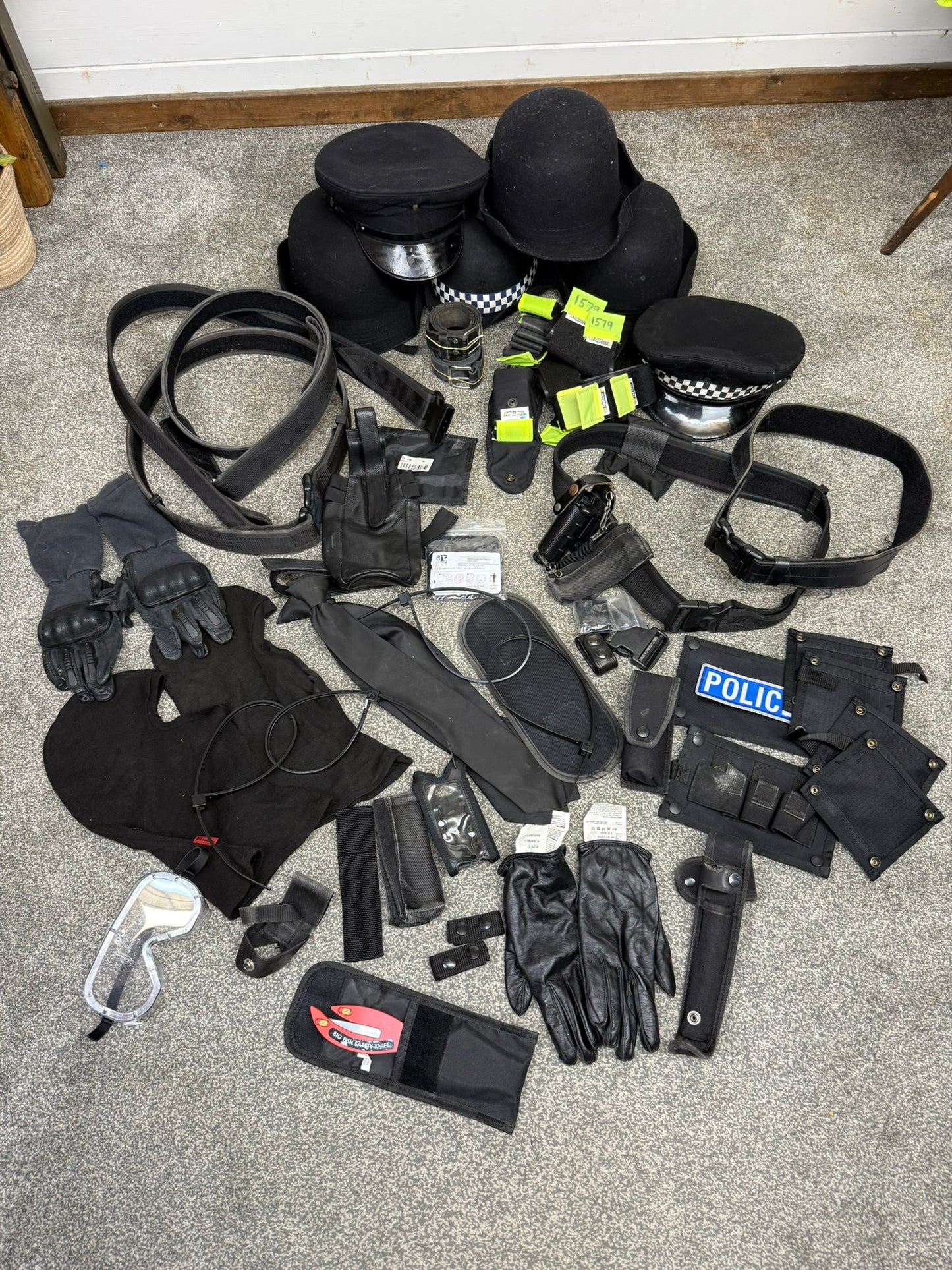 Ex Police Accessory Job Lot Hats Belts Pouches Gloves Fast Straps Security Lot