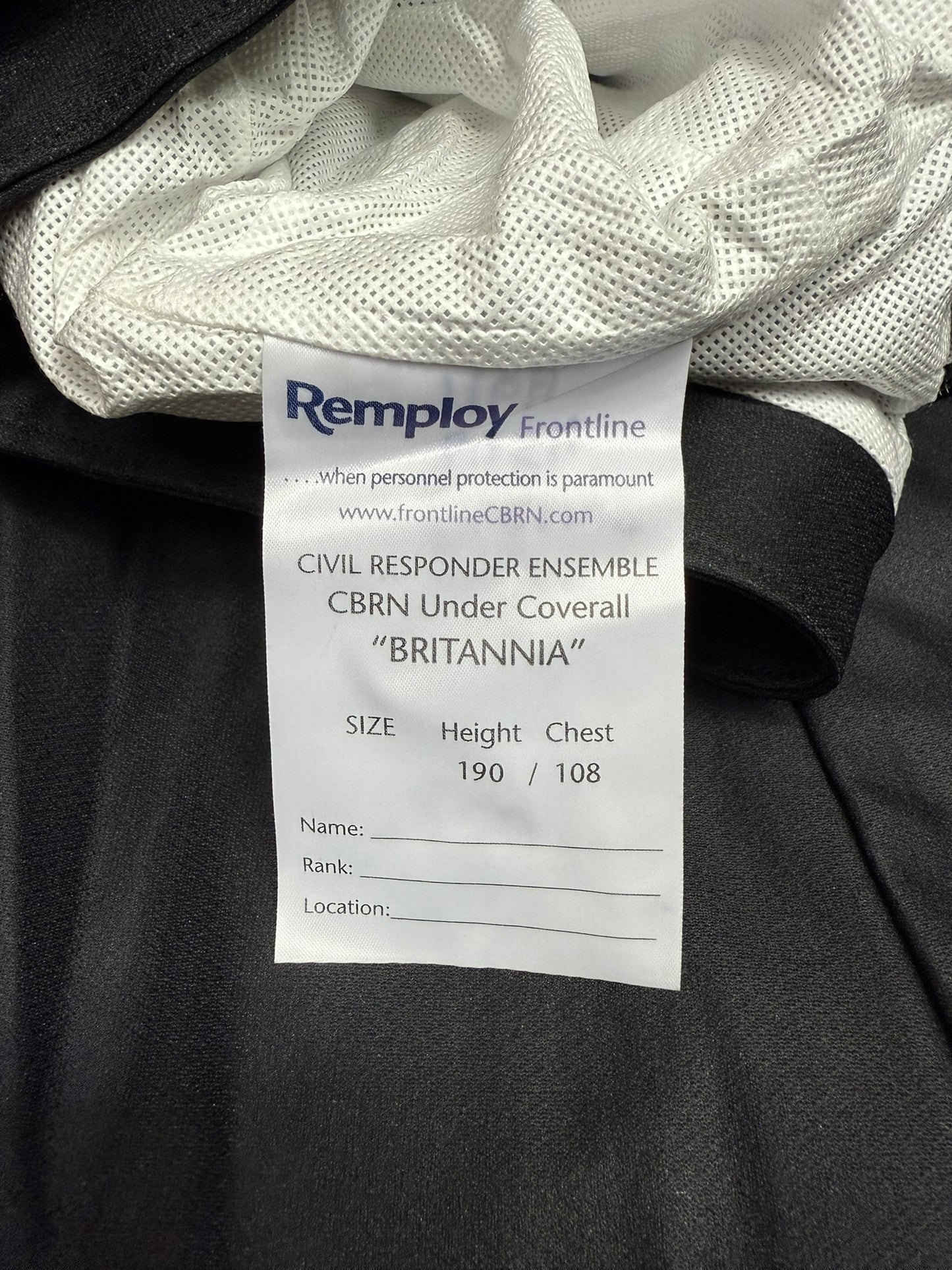 NEW Remploy Britannia Coverall Suit CBRN Ex Police Riot Rubber Cuffs