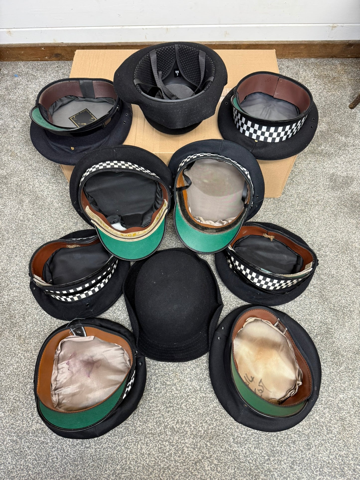 10x Ex Police Peak Cap Bowler Hat Job Lot Theatre Headwear Uniform Film Prop Lot