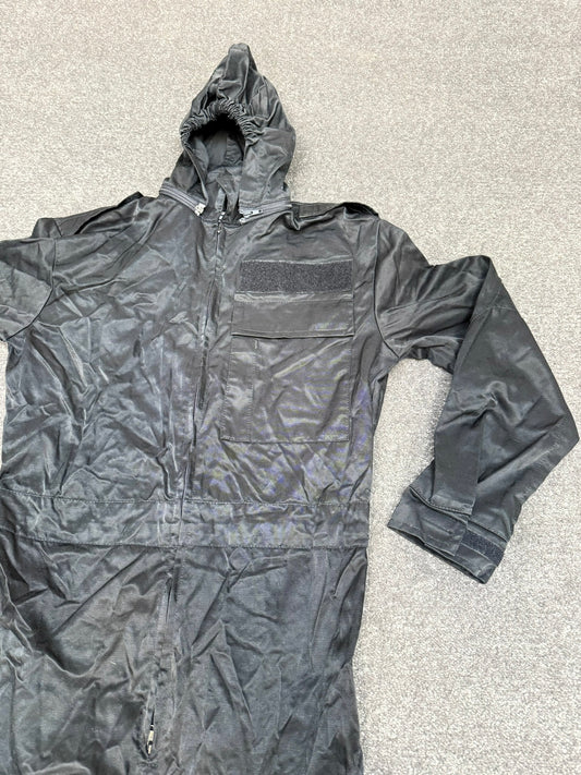Ex Police Black Tactical Riot Coveralls Derby Unitex With Hood Airsoft Paintball Boiler Suit