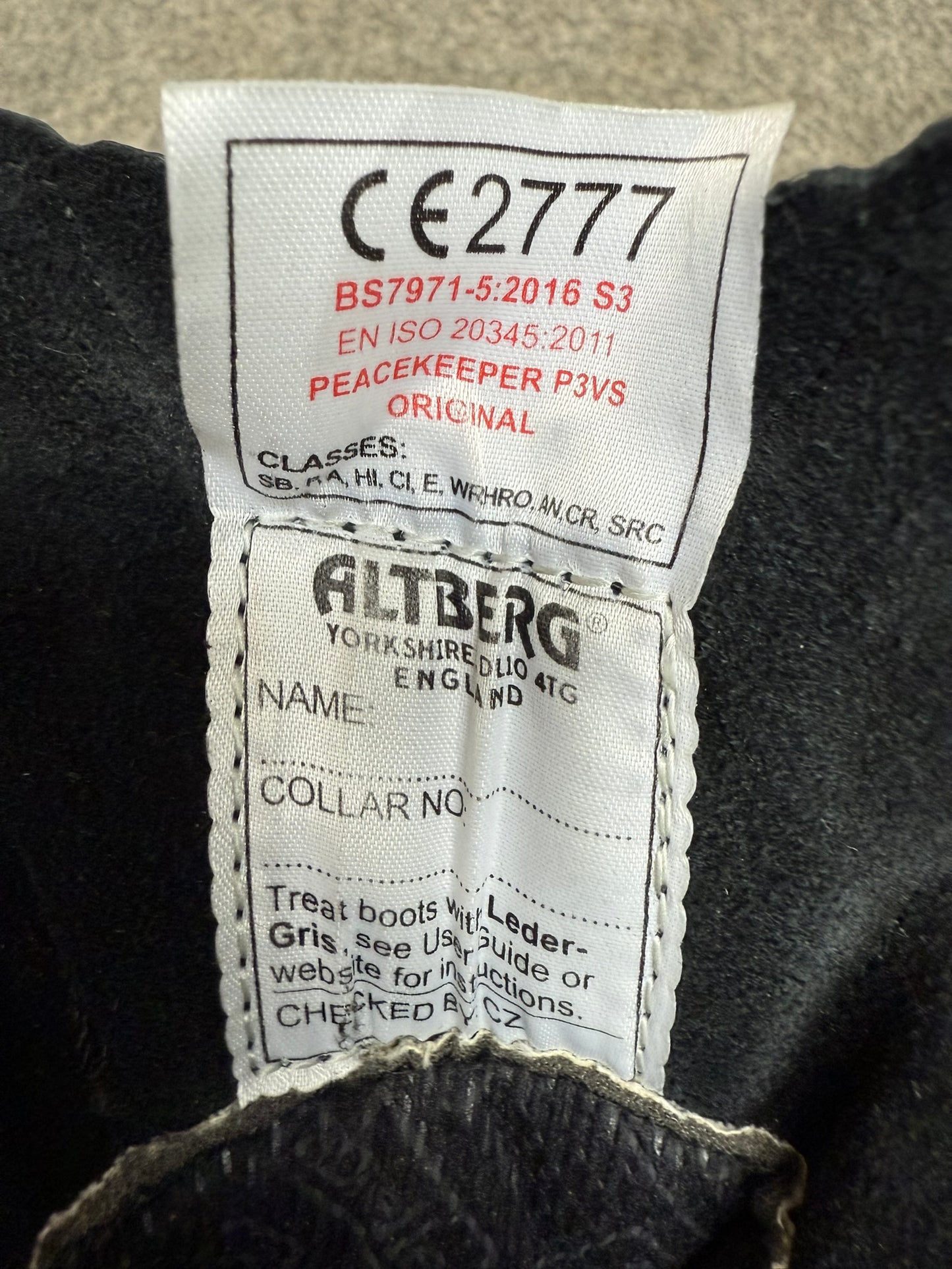 Altberg Peacekeeper P3 VS Black Leather Waterproof Combat Boots Size UK 8