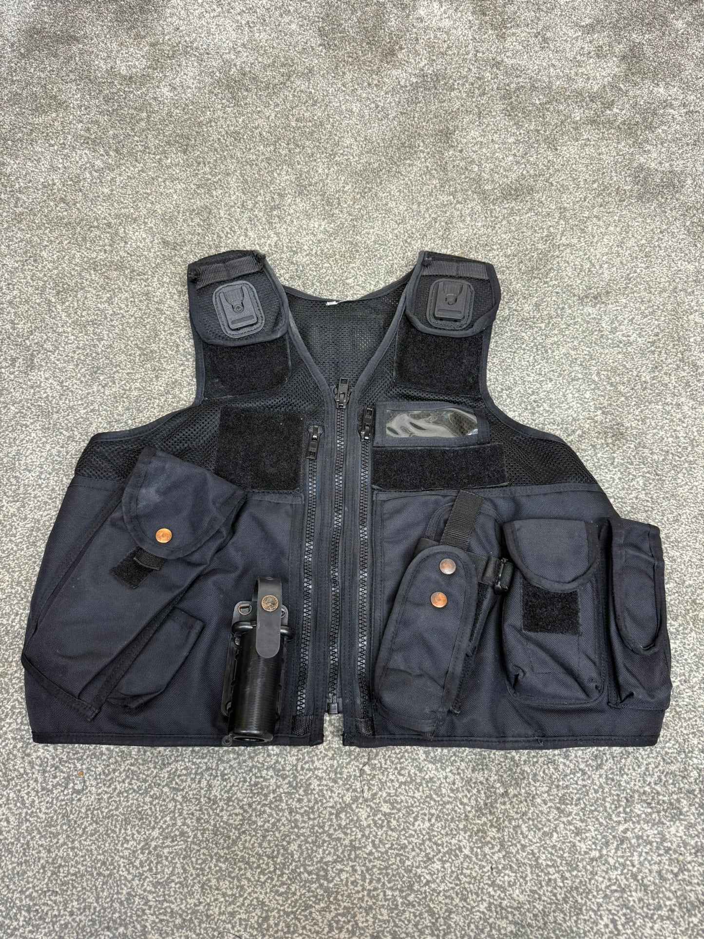 Ex Police Black Arktis Tactical Utility Vest & Pouches Security Airsoft - X Small