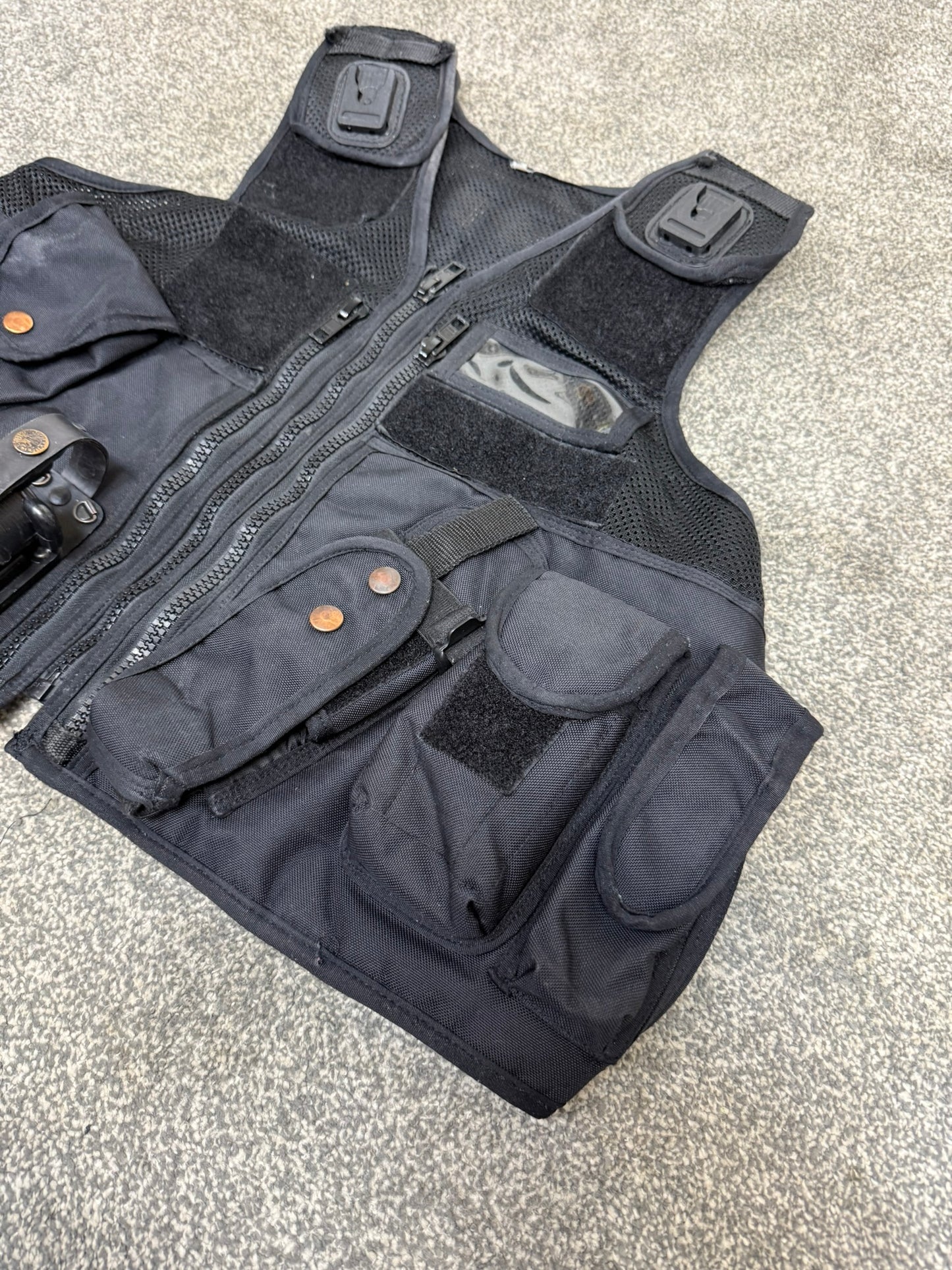 Ex Police Black Arktis Tactical Utility Vest & Pouches Security Airsoft - X Small