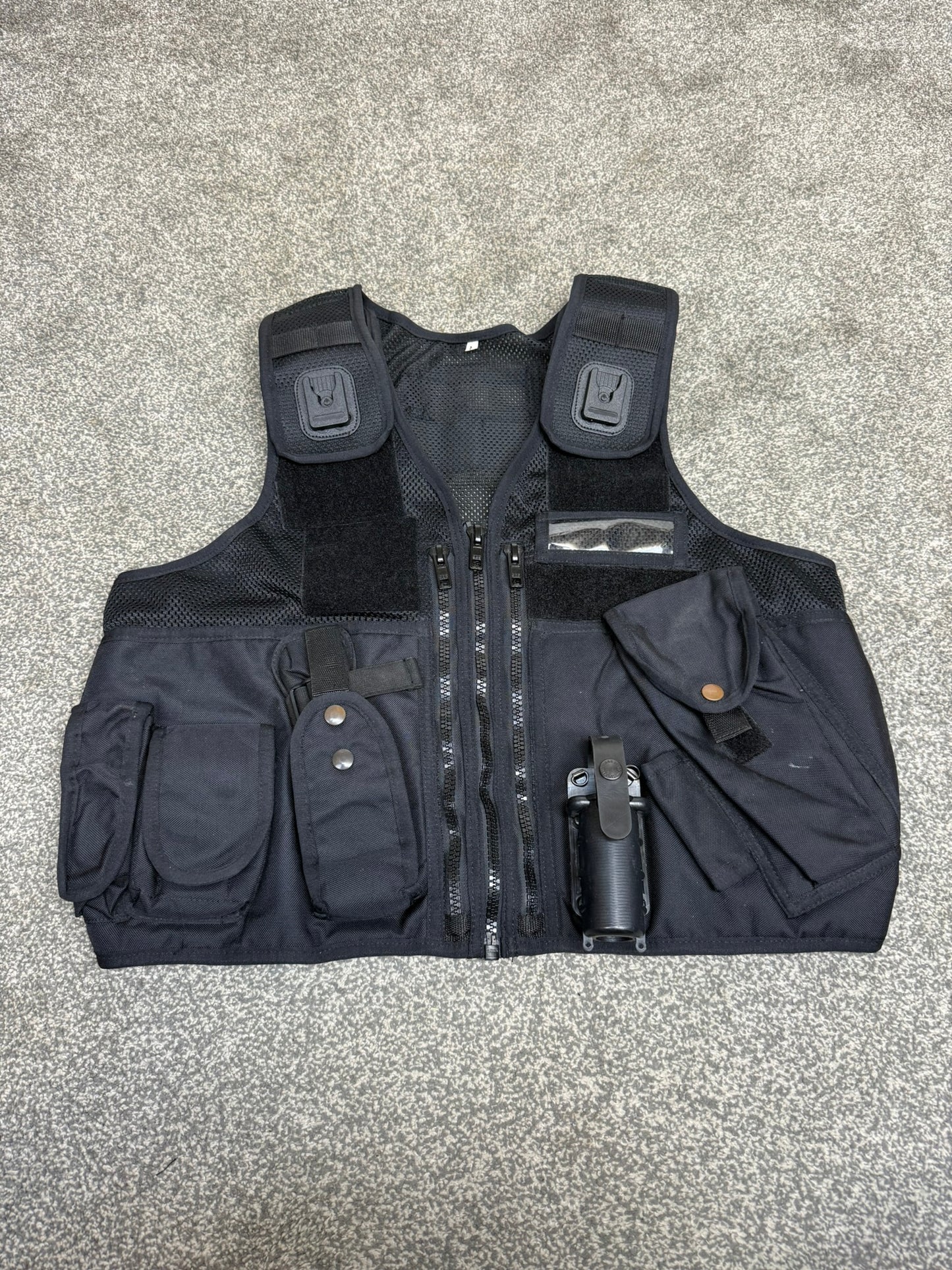Ex Police Black Arktis Tactical Utility Vest & Pouches Security Airsoft - Medium