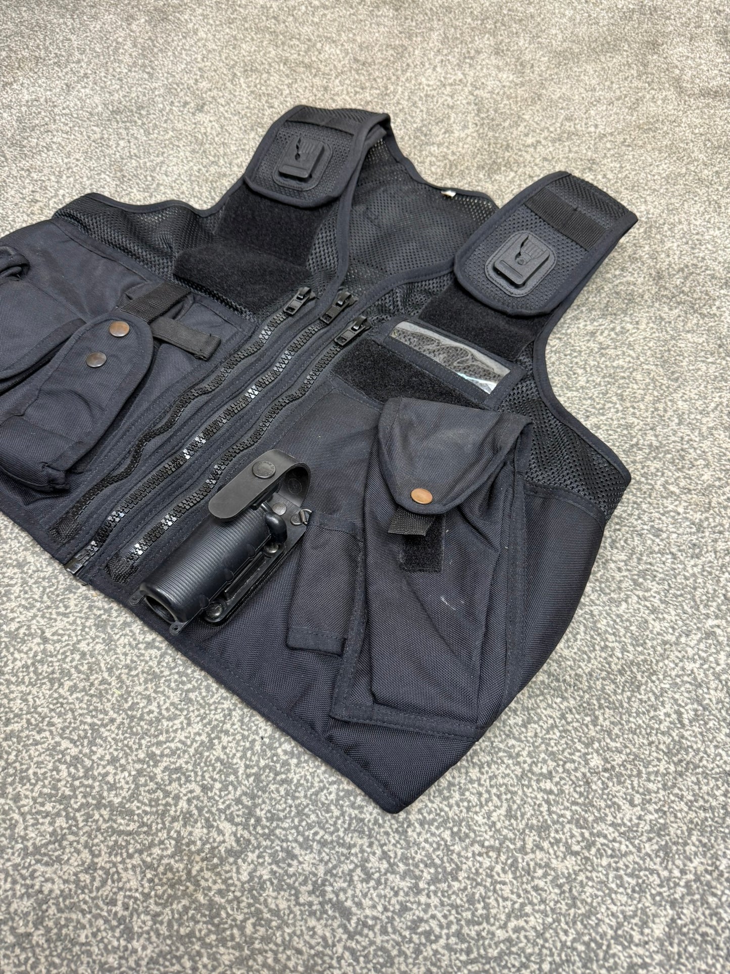 Ex Police Black Arktis Tactical Utility Vest & Pouches Security Airsoft - Medium