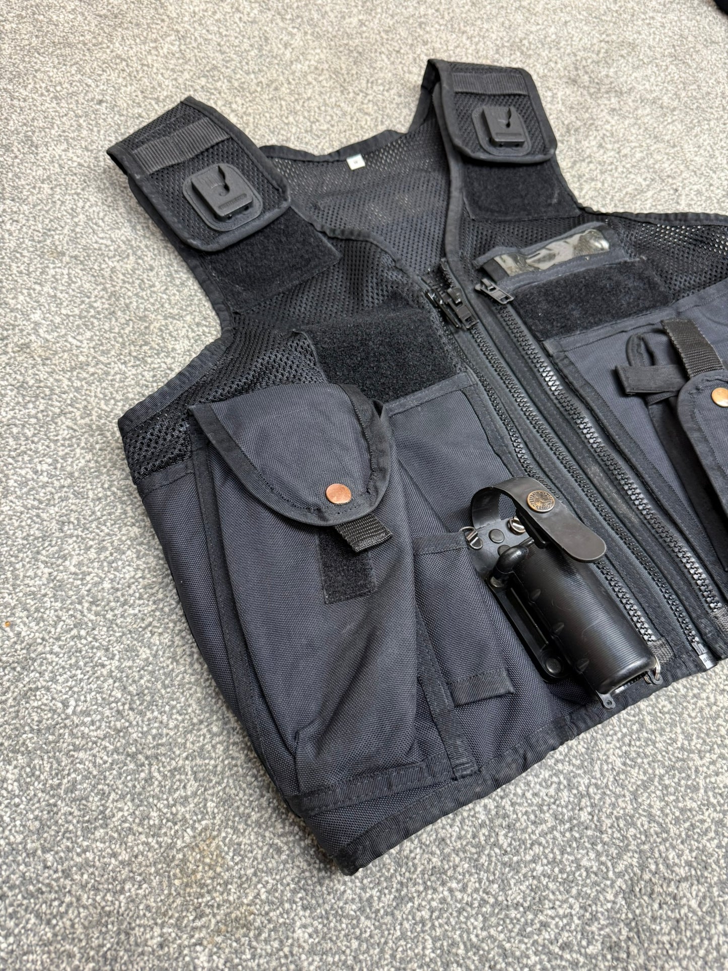 Ex Police Black Arktis Tactical Utility Vest & Pouches Security Airsoft - Medium
