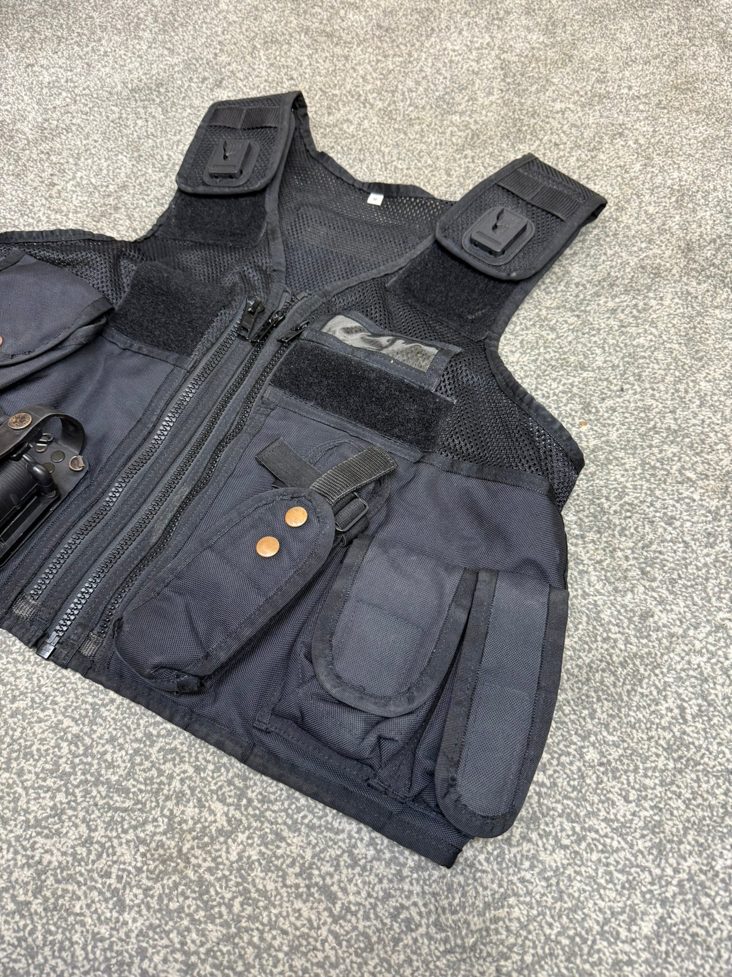 Ex Police Black Arktis Tactical Utility Vest & Pouches Security Airsoft - Medium