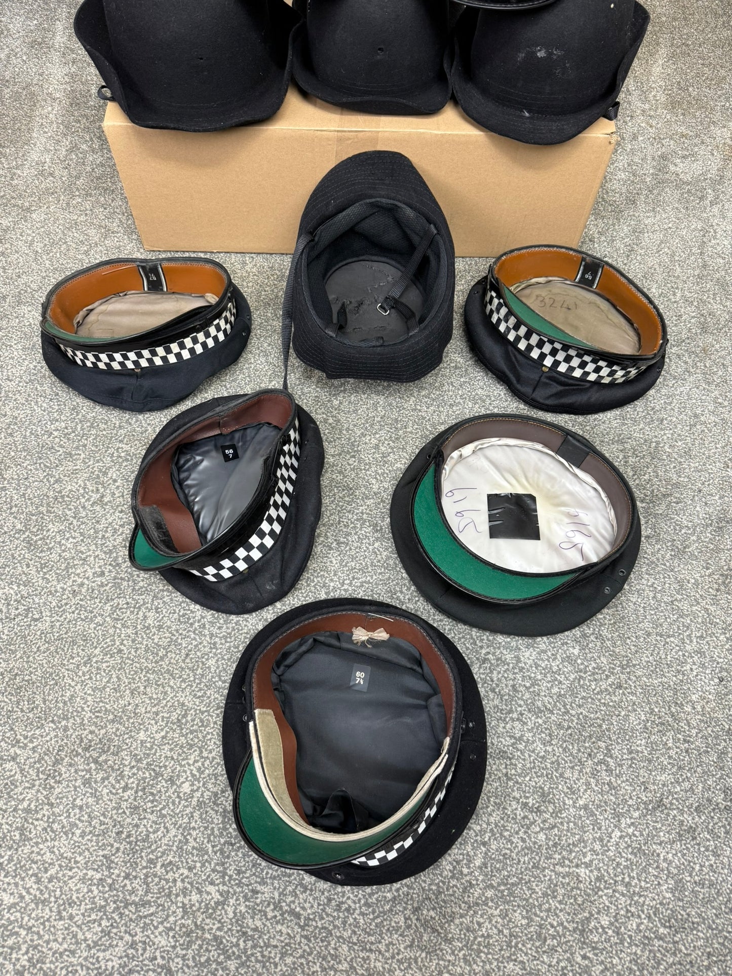 11x Ex Police Peak Cap Bowler Hat Job Lot Theatre Headwear Uniform Film Prop Lot