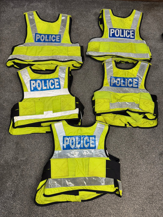 5x Ex Police SAT Sioen Hi Vis Body Armour Cover JOB LOT - Badged