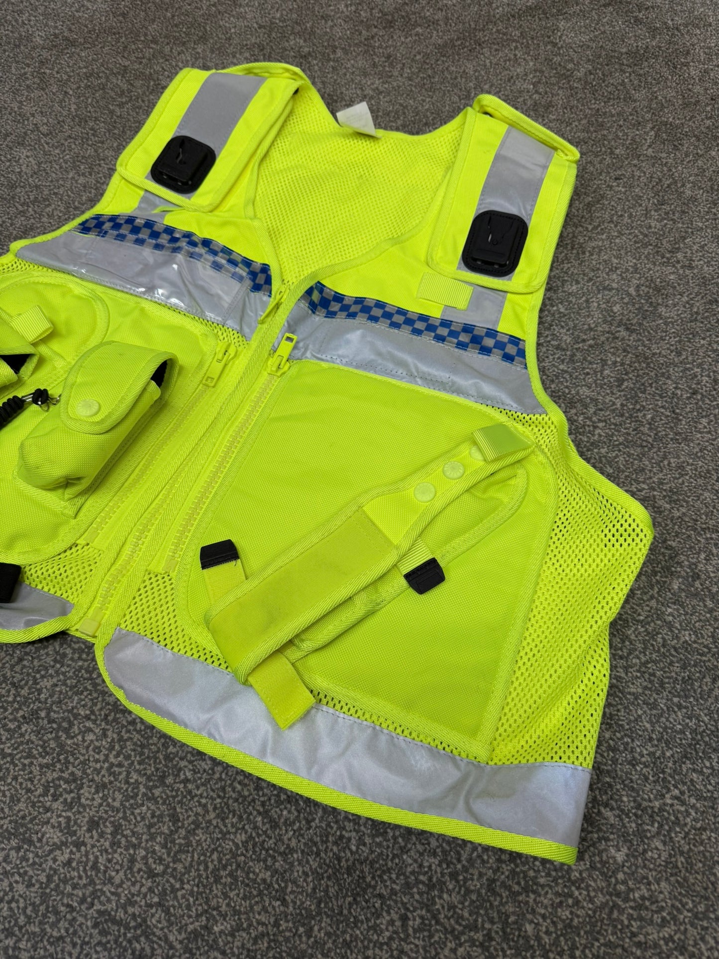 Ex Police Protec Tactical Vest Hi Vis Chequered Security Utility Patrol Vest LRG