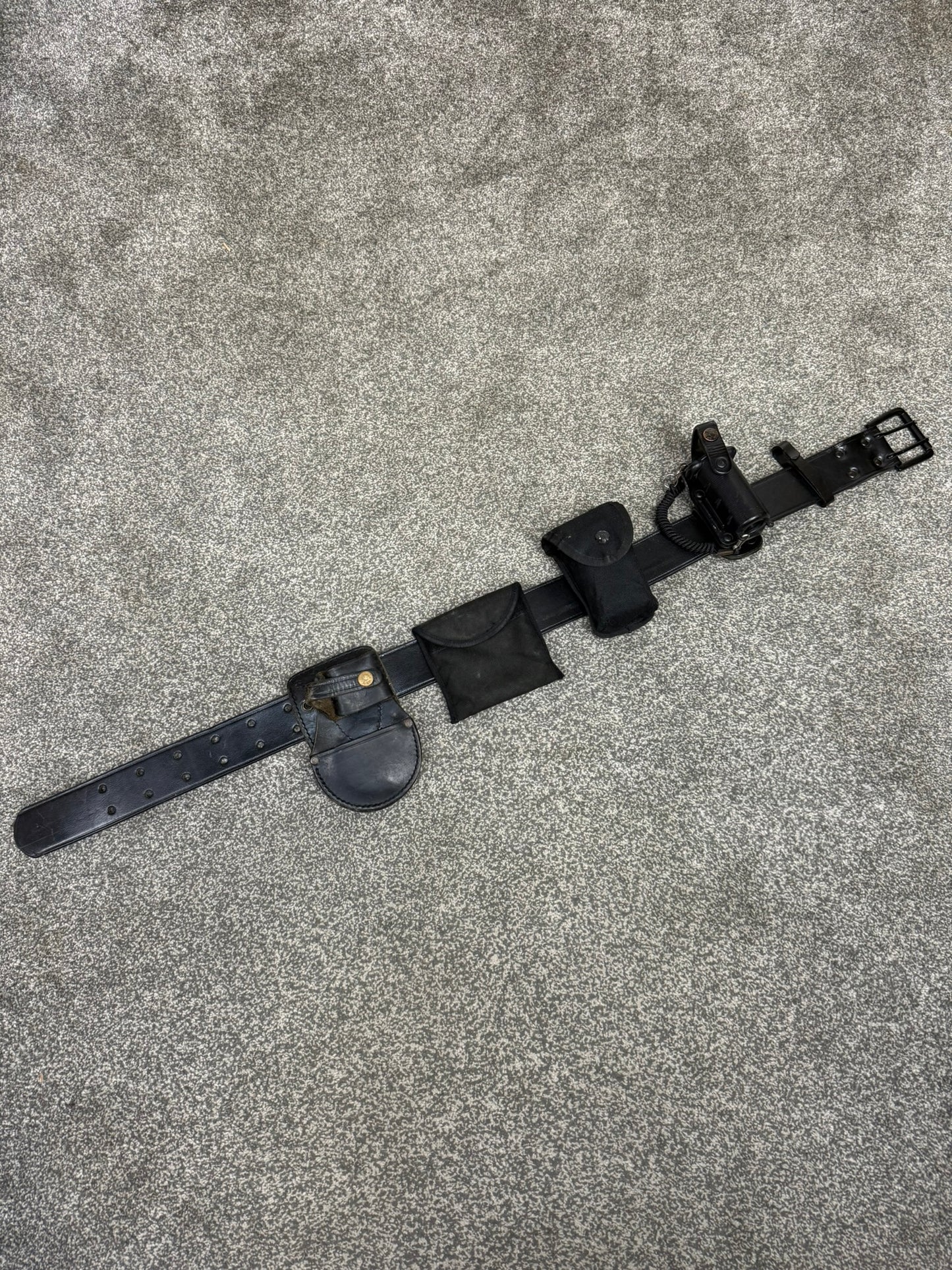 Ex Police Leather Duty Belt & Pouches SMALL Fast Strap Security Equipment Belt