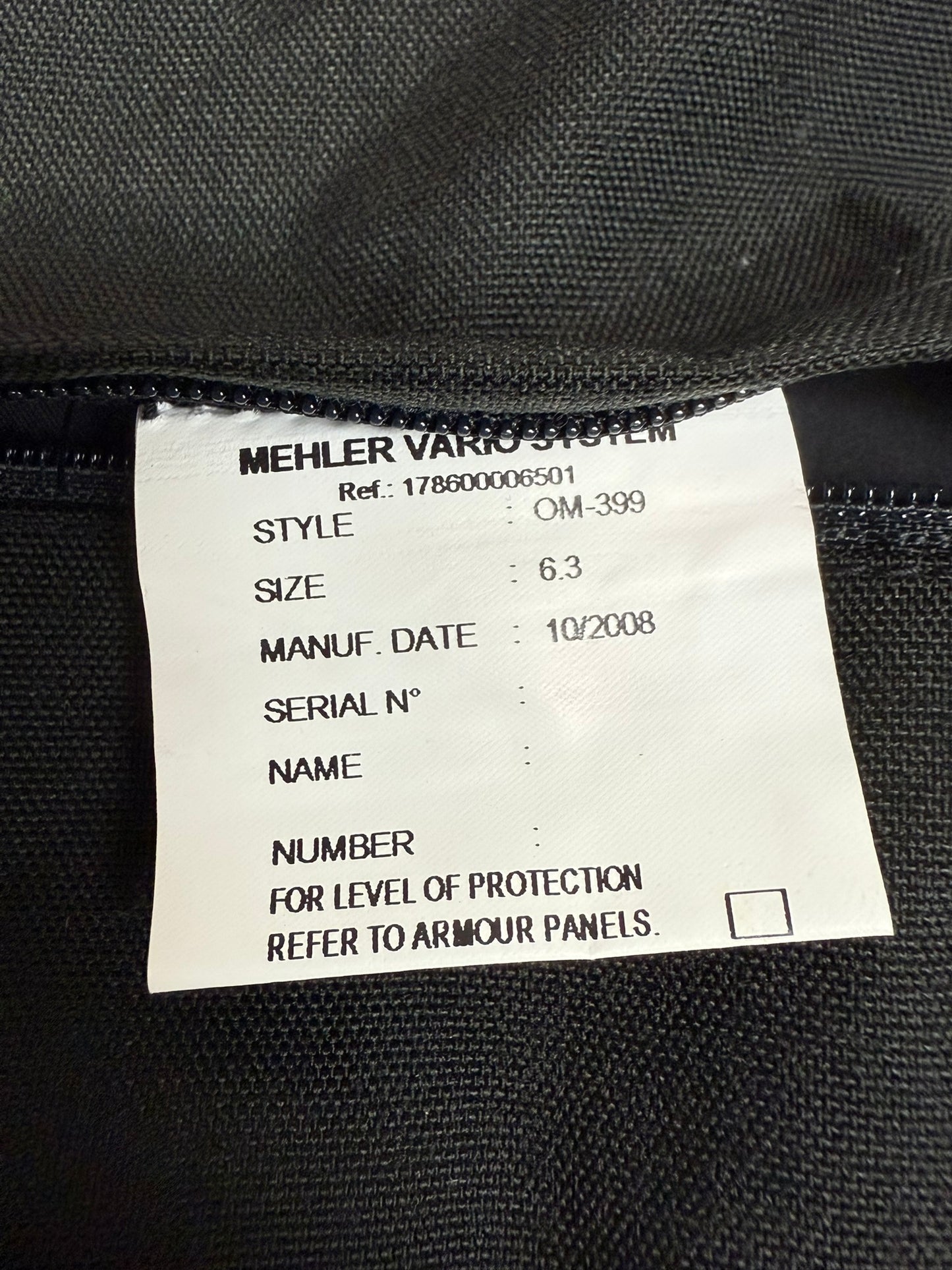 Ex Police Mehler Body Armour Cover Black Security TV Film Uniform