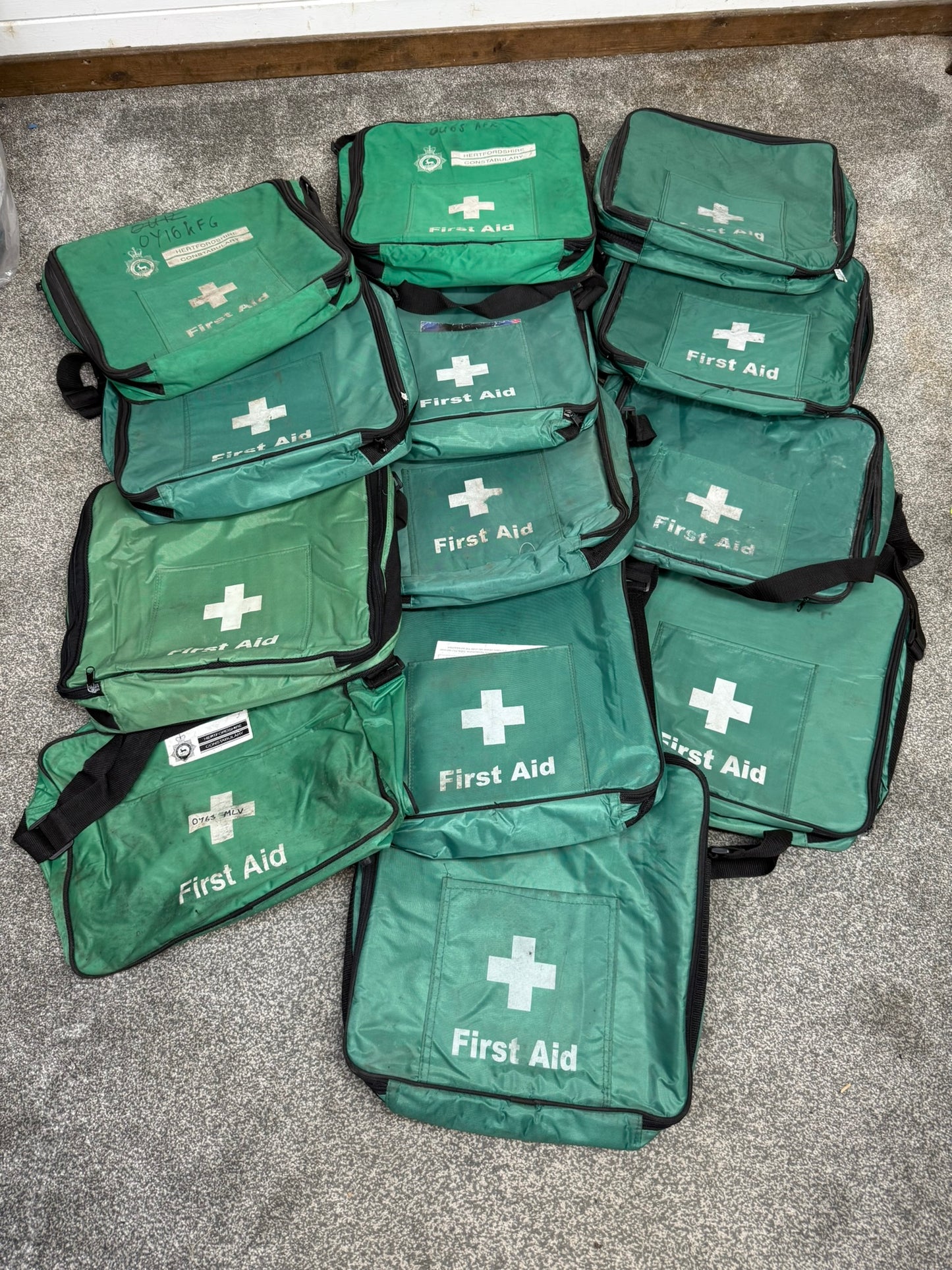 13x Ex Police First Aid Vehicle Bags Job Lot Square Medic Bag