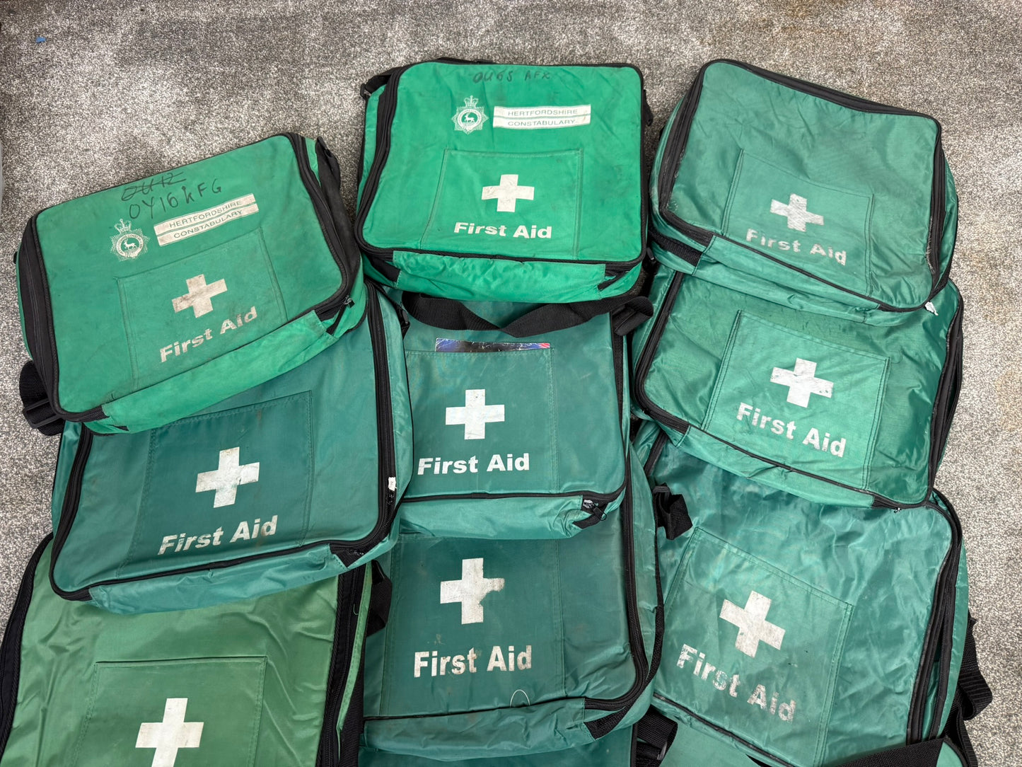 13x Ex Police First Aid Vehicle Bags Job Lot Square Medic Bag