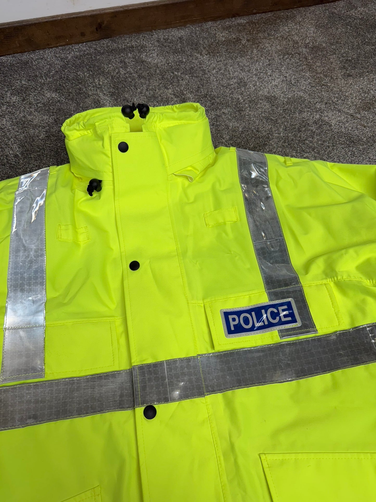 Ex Police Hi Vis Waterproof Jacket Coat With Liner Film TV Uniform Prop - Badged