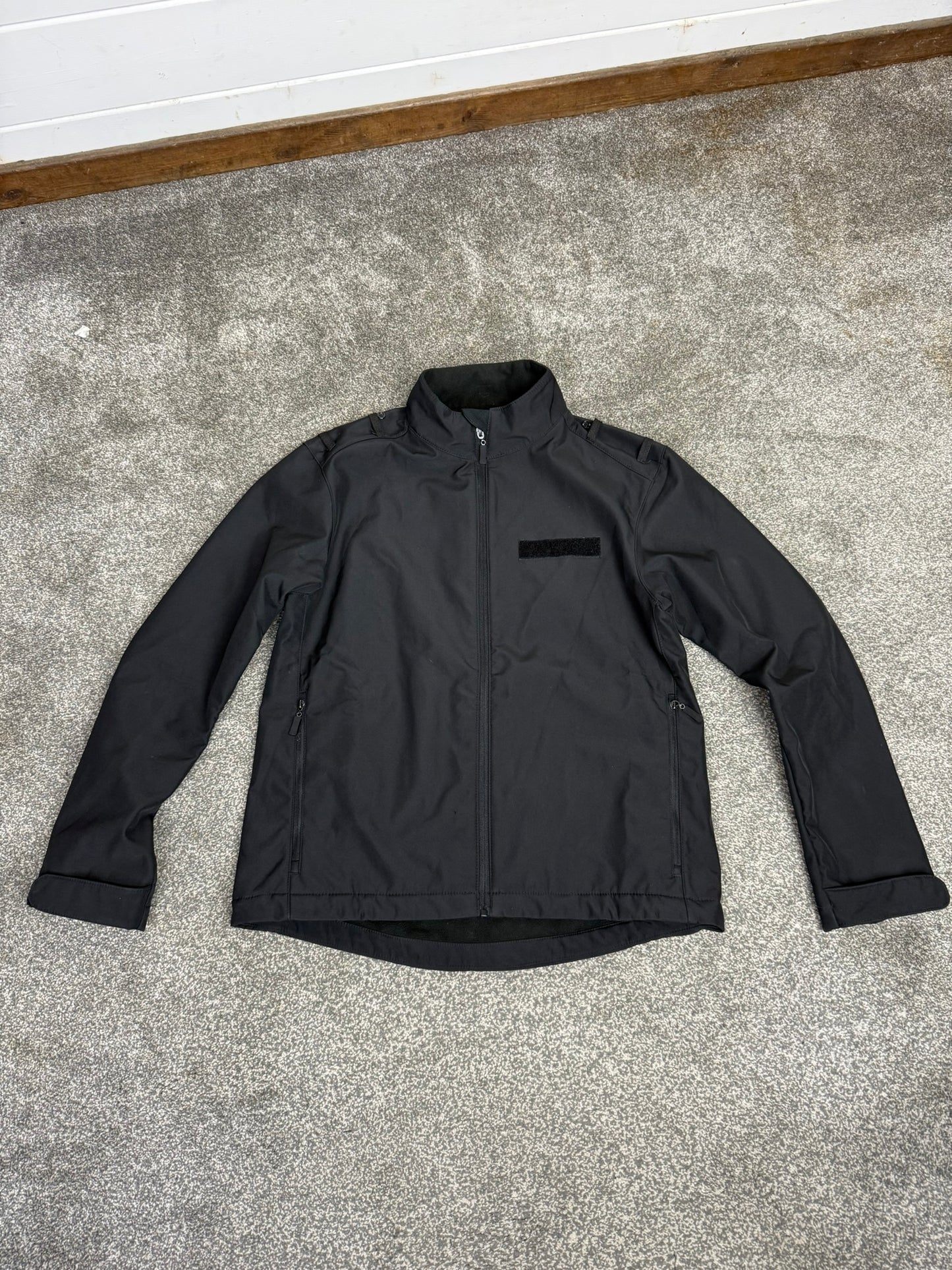 Ex Police Black Soft Shell Fleece Plain Jacket Security Patrol TV Film Model