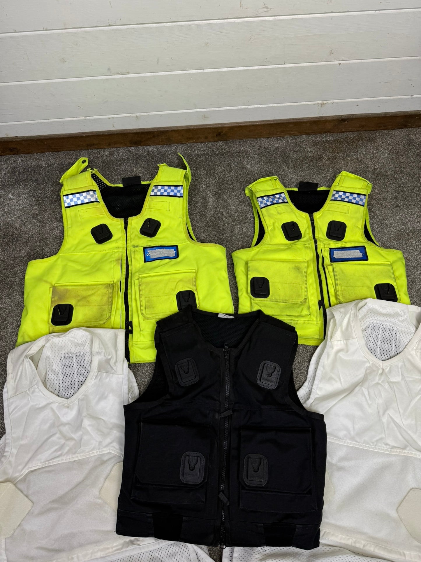 7x Ex Police Body Armour Cover Vest Job Lot Overt & Covert Security Film TV