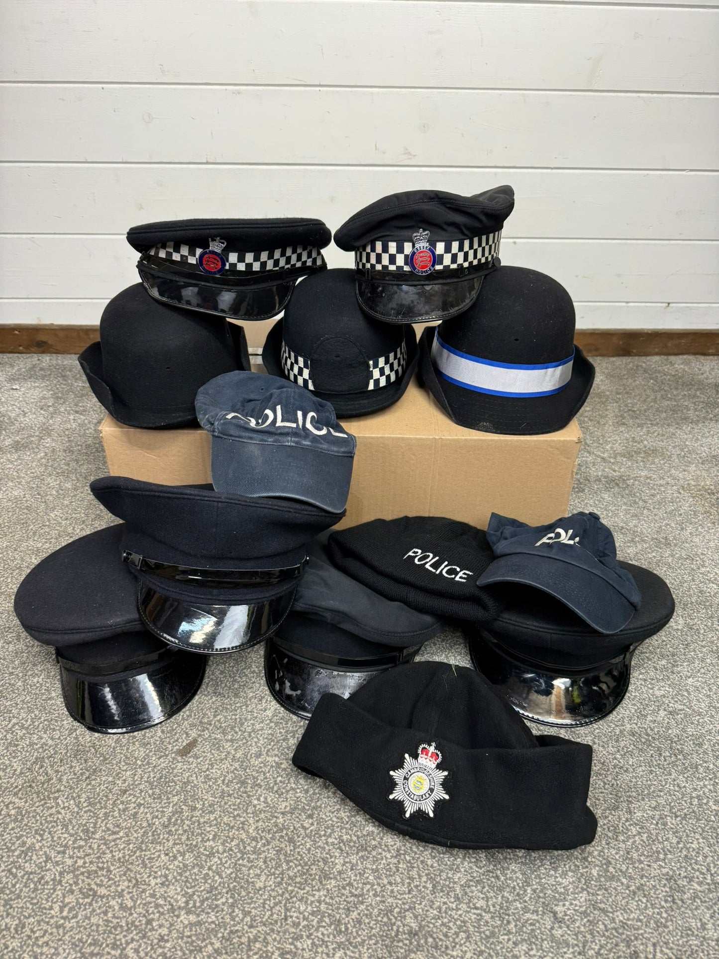 Ex Police Peak Cap Bowler Hat Cap Job Lot Theatre Headwear Uniform Film Prop Lot