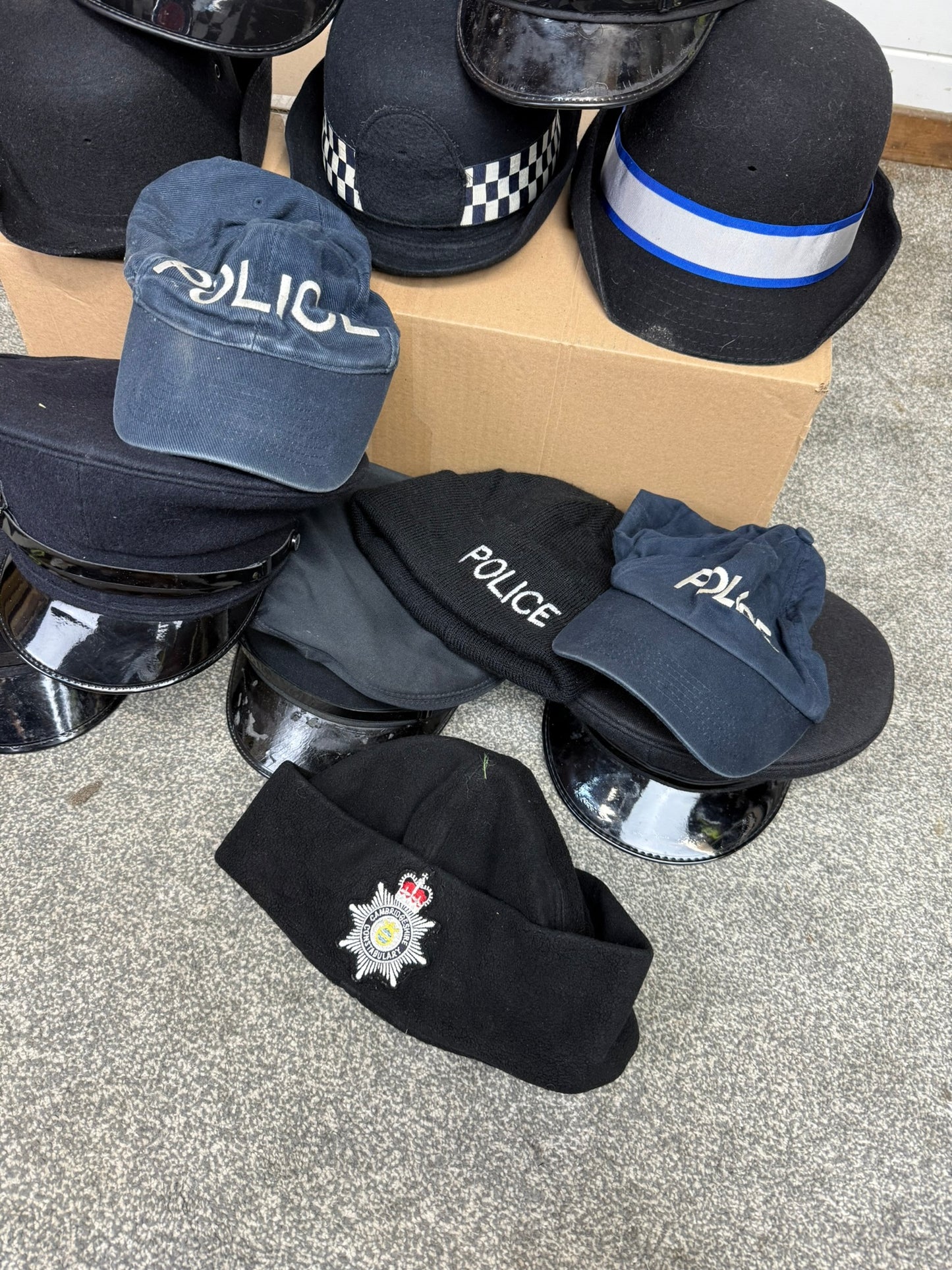 Ex Police Peak Cap Bowler Hat Cap Job Lot Theatre Headwear Uniform Film Prop Lot